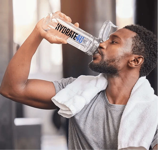4U Wellness - man drinking hydrate4U water-1
