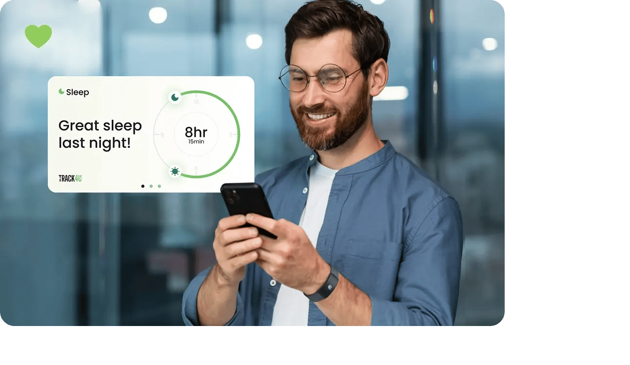 header image track4u man checking sleep stats